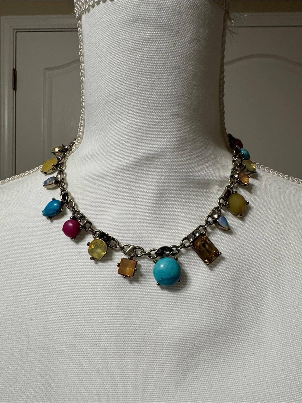 LOFT Multicolor Gemstone Charm Necklace with Turquoise and Yellow Accents